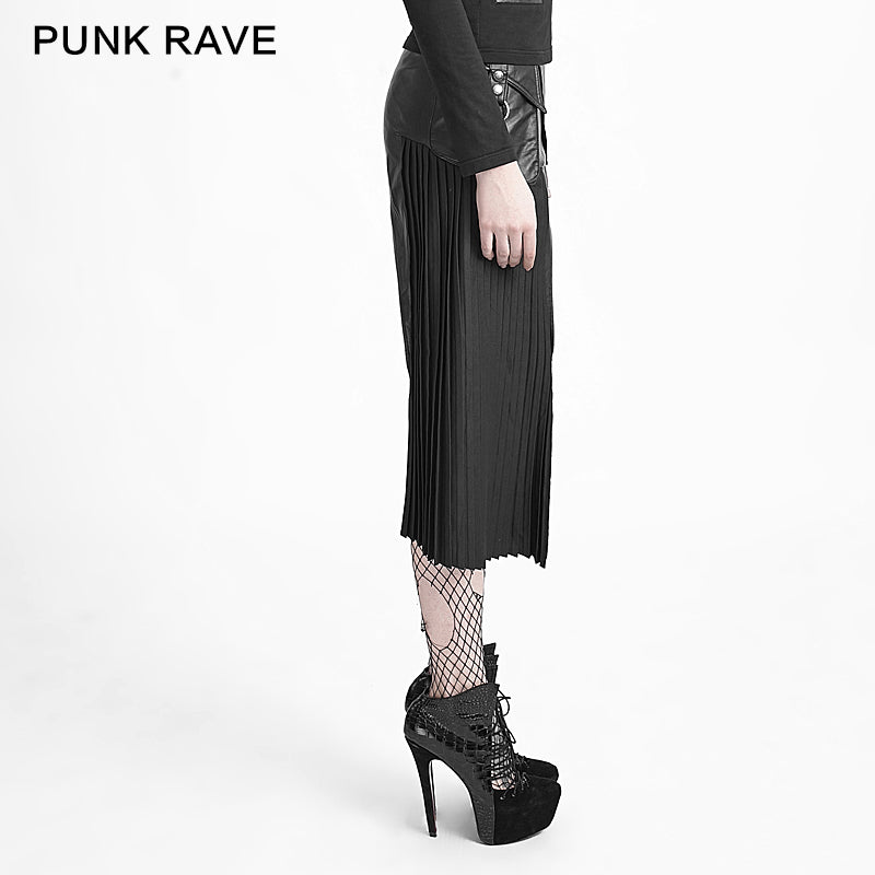 Q-274 Original Asymmetrical Sexy Pleated Leather Micro Mini Punk Skirt