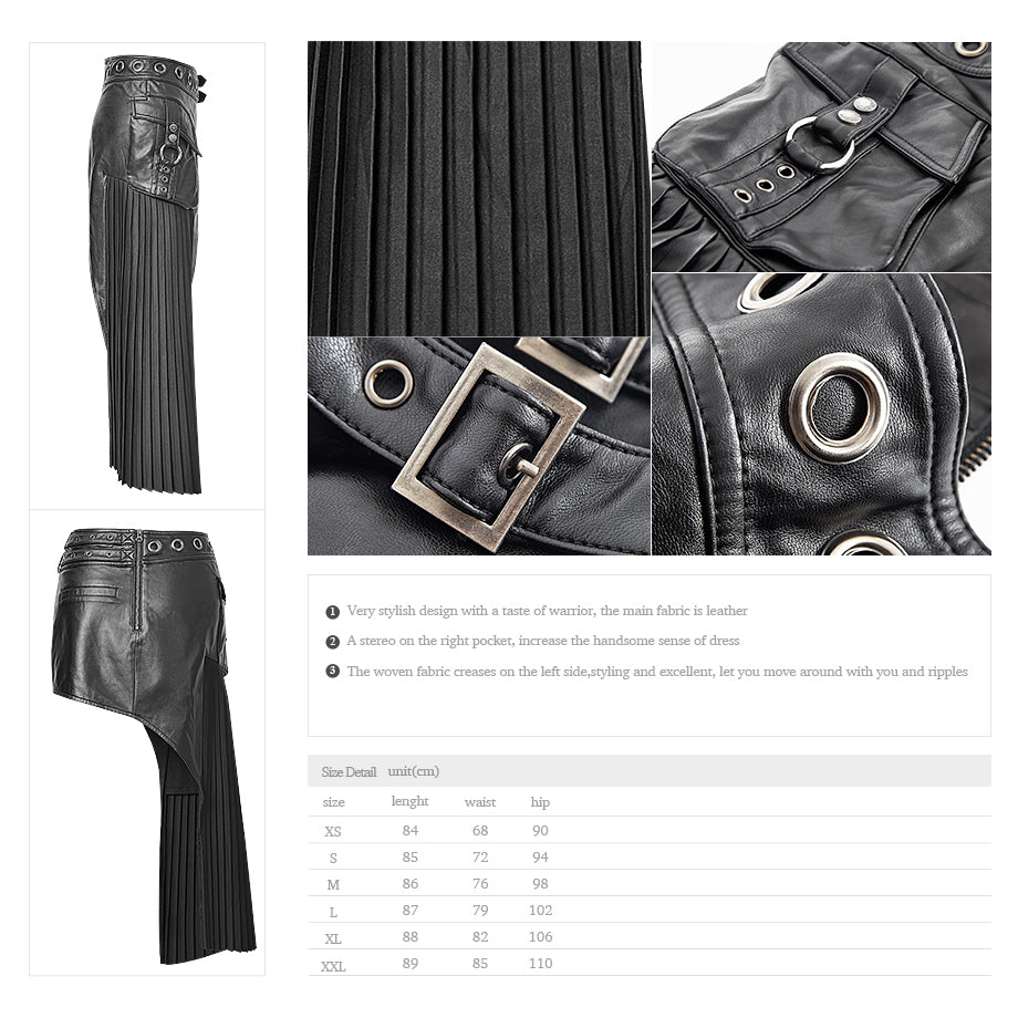 Q-274 Original Asymmetrical Sexy Pleated Leather Micro Mini Punk Skirt