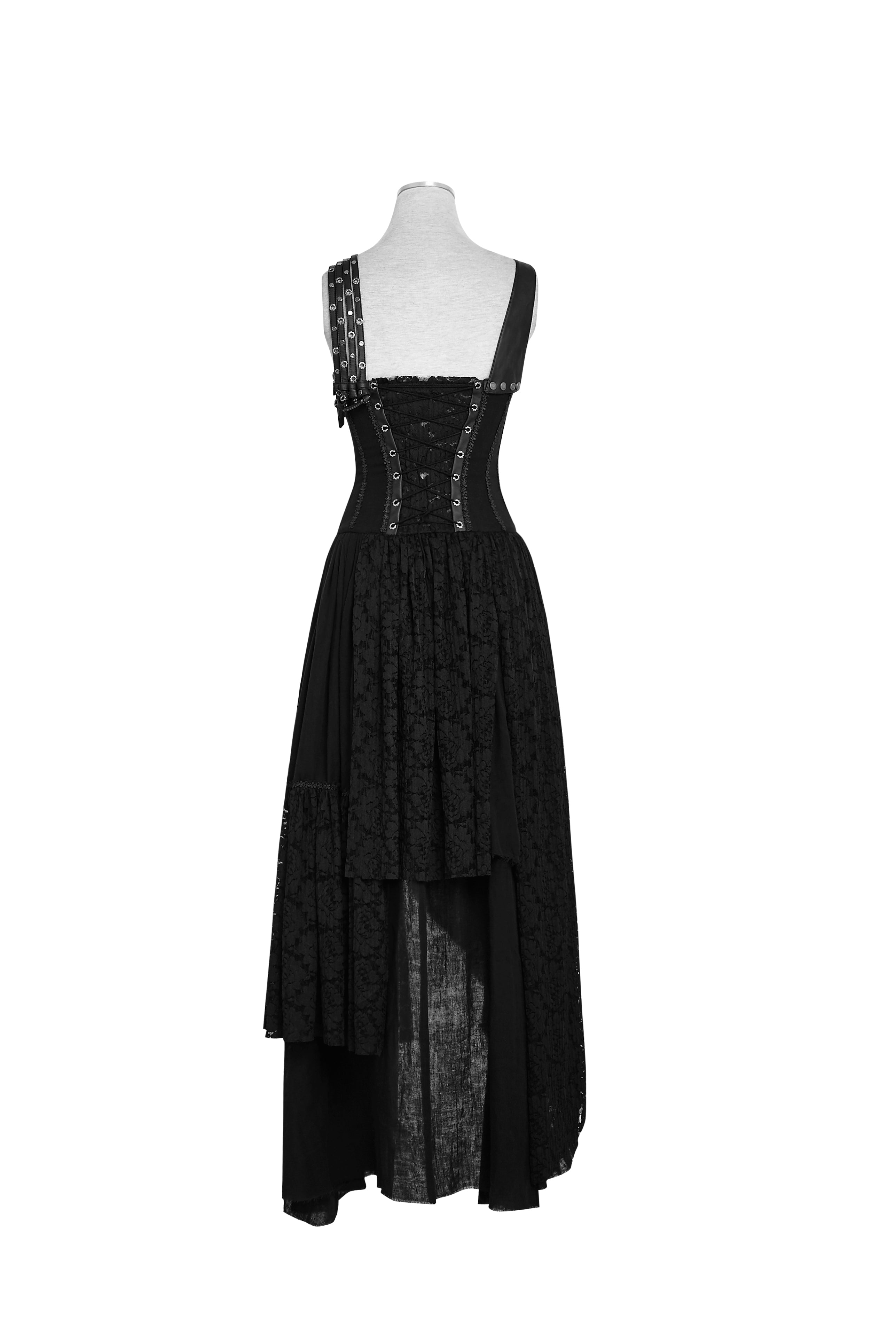 Q-291 black Elastic Mesh Stretchy Sexy Slit Long Prom Gown Evening Punk Dress