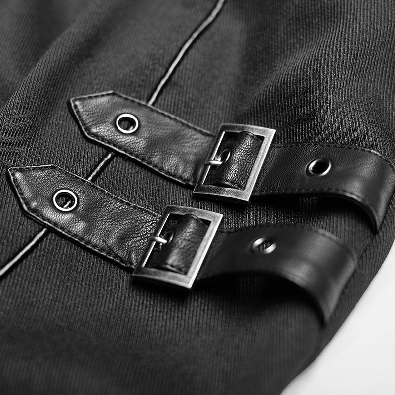 Q-293 black Military Slit Flishtail Slim Fitting Half Long Punk Skirt