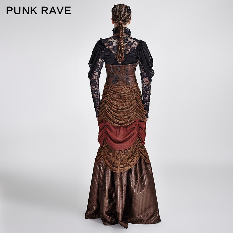 Q-295 Gorgeous Ruched Ball Gown Full-length Evening Punk Dress