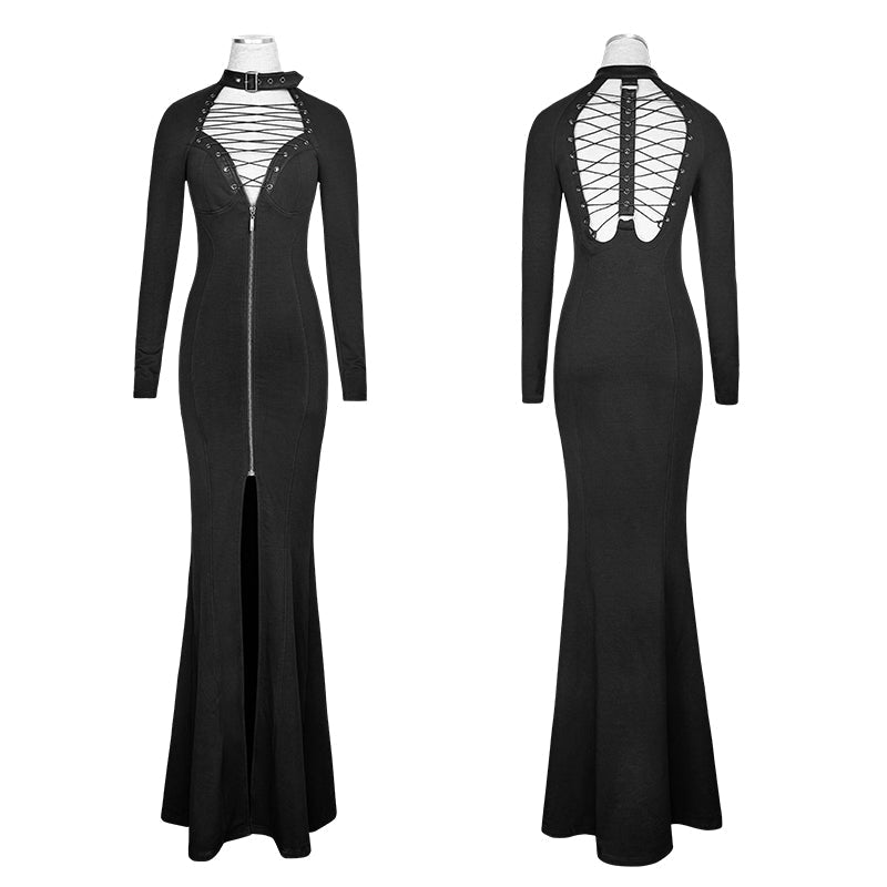Q-301 Global Fashion Hot Design Plain Long Sleeve Gothic Dresses