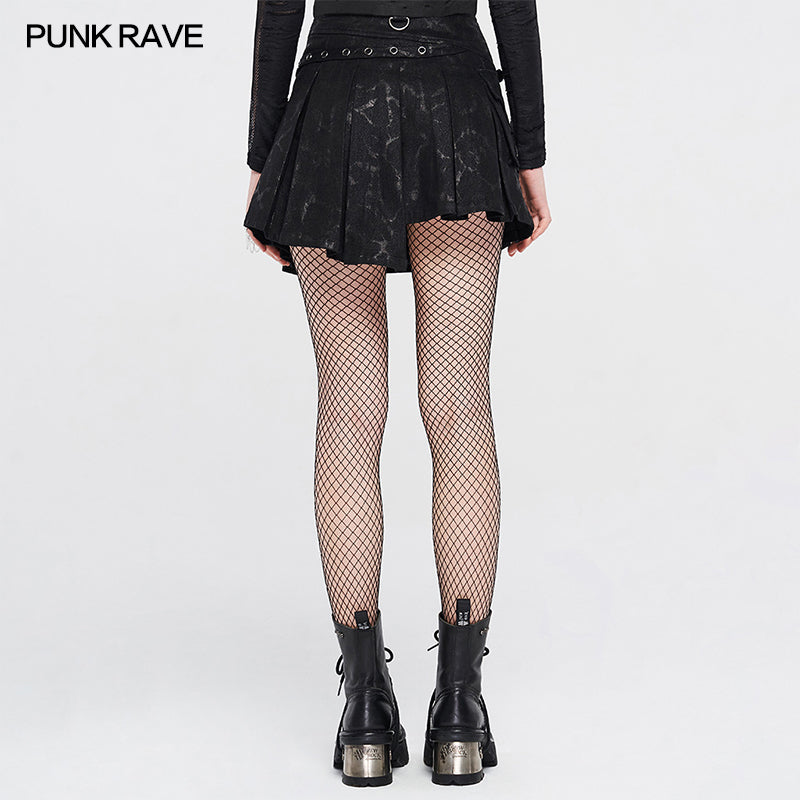 WQ-475DQF 2021 Irregular Patterns Punk Skirt With Buckle