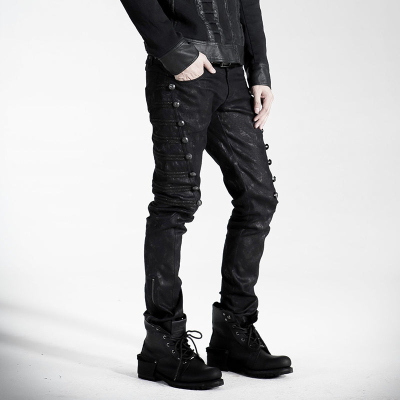 Top Sale Rivet Side Decorated K-136 Push Up Jean Punk Pants