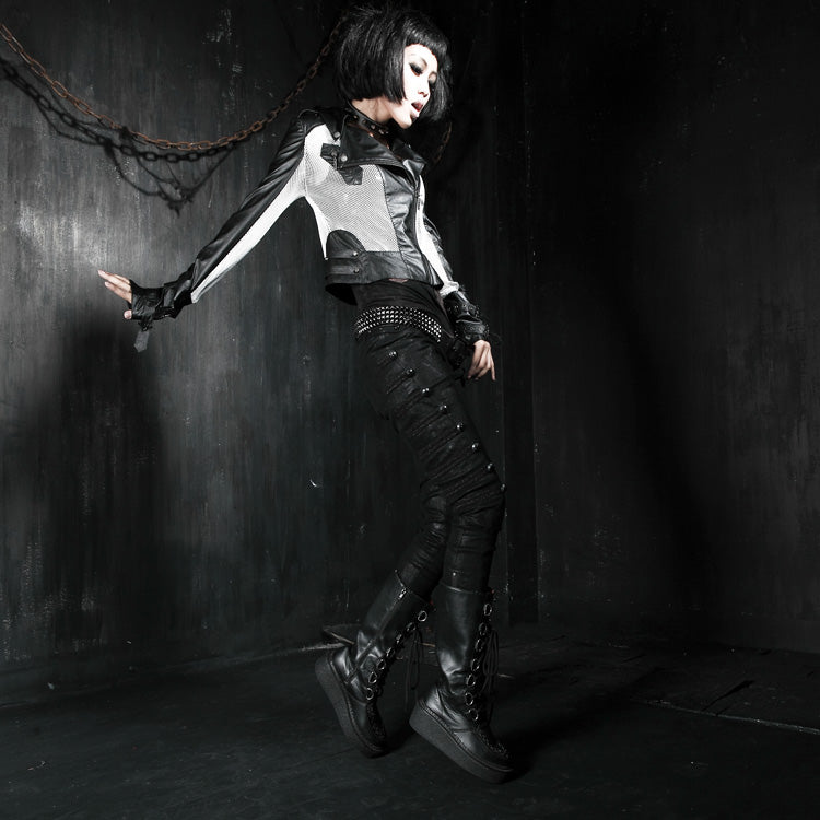 Top Sale Rivet Side Decorated K-136 Push Up Jean Punk Pants