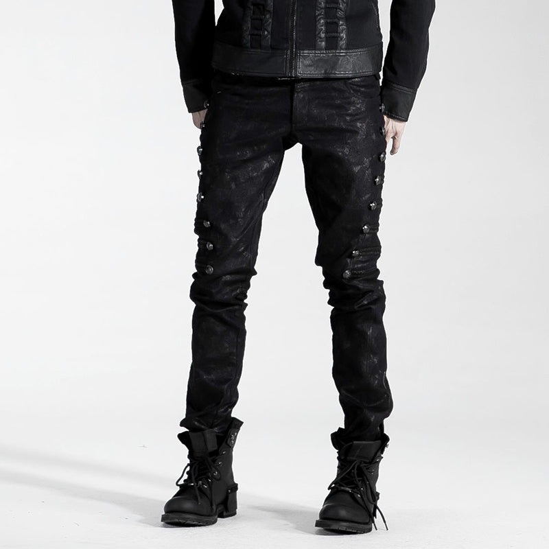 Top Sale Rivet Side Decorated K-136 Push Up Jean Punk Pants