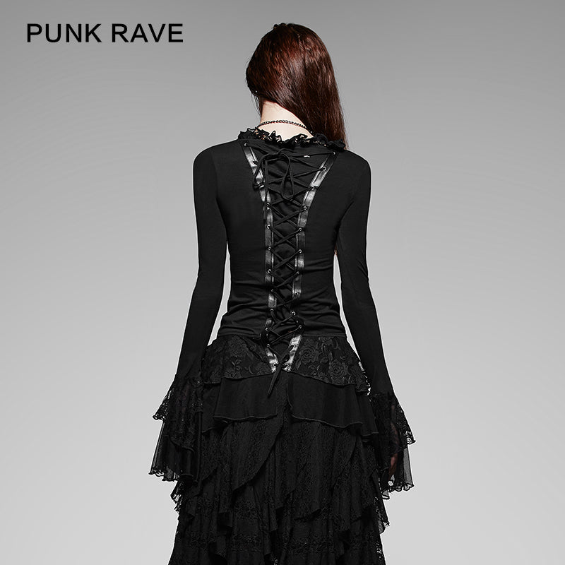 T-189 Hot Sale Flare Long Sleeve Casual Western Gothic Shirt