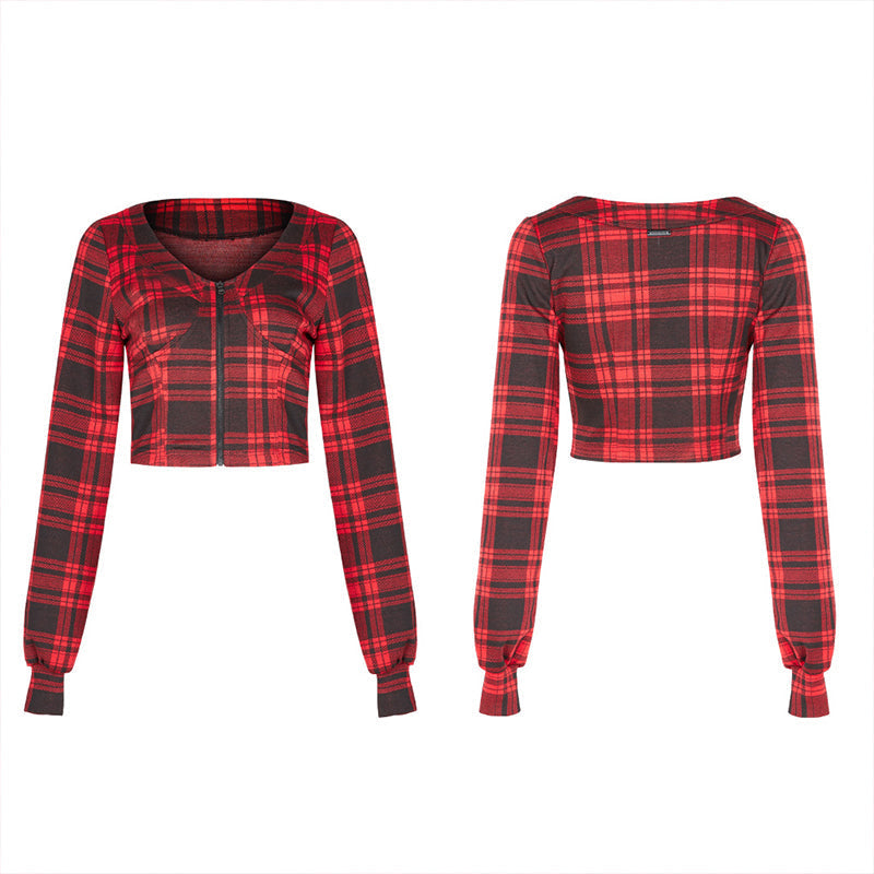 OPY-481XDF Knitted plaid short coat