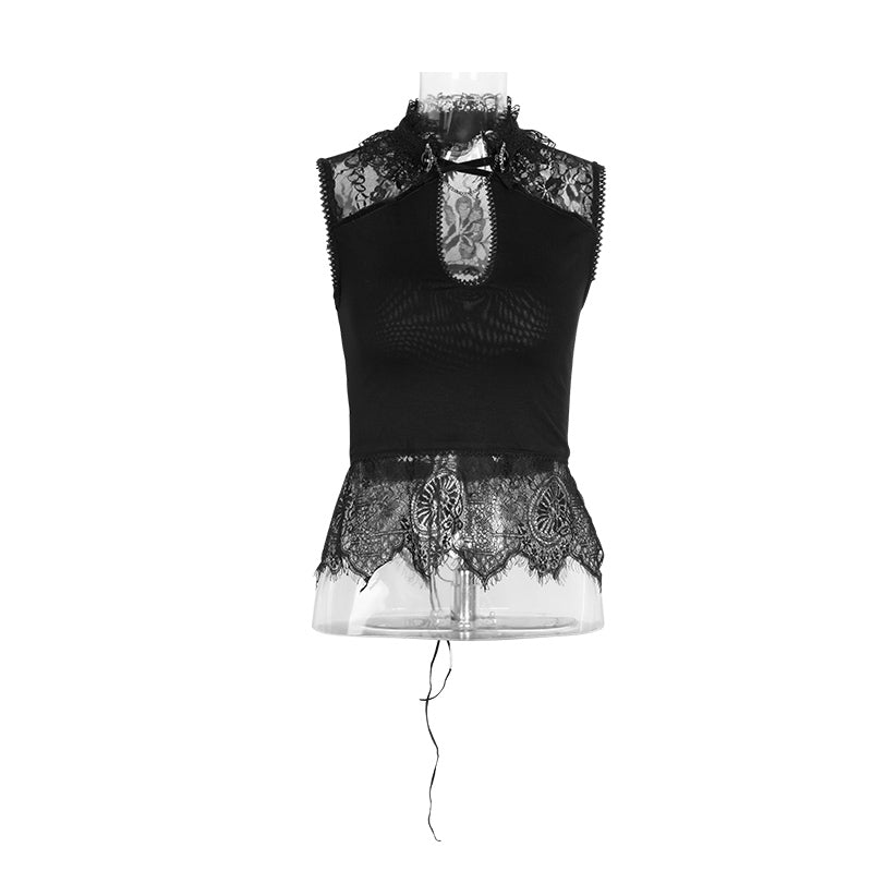 T-399 Cross Short Gothic T-shirts With U-shape Collar