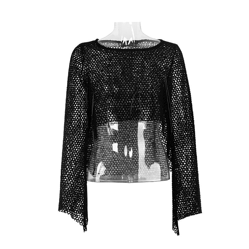 T-411 Woolen Syles Long Sleeve Hot Basic Mesh Punk Shirts