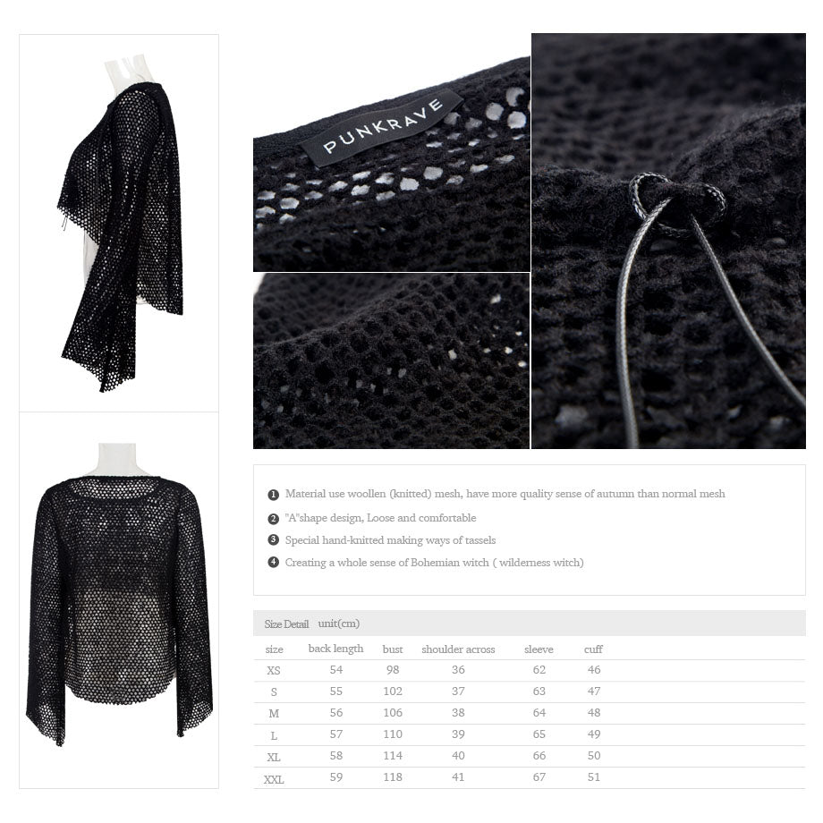 T-411 Woolen Syles Long Sleeve Hot Basic Mesh Punk Shirts