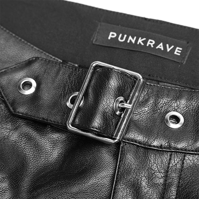 OPK-251 Heavy Industry Asymmetric Metal Design Skinny PU Pants