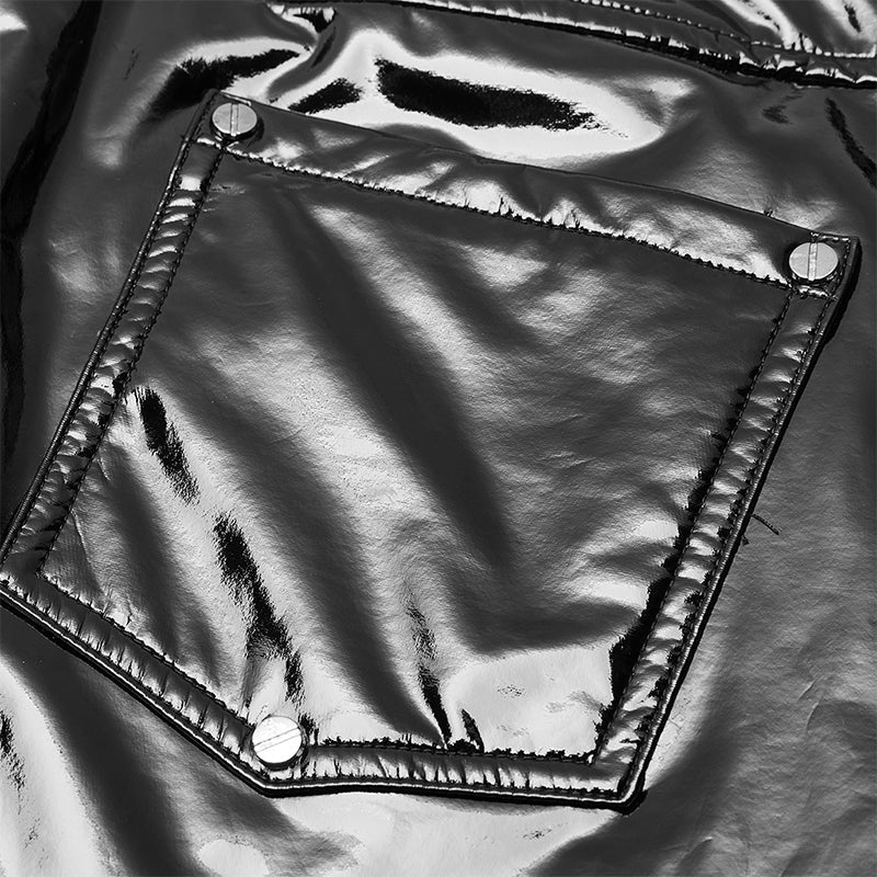 WK-431PCM Punk Mechanical Patent pu Leather Trousers