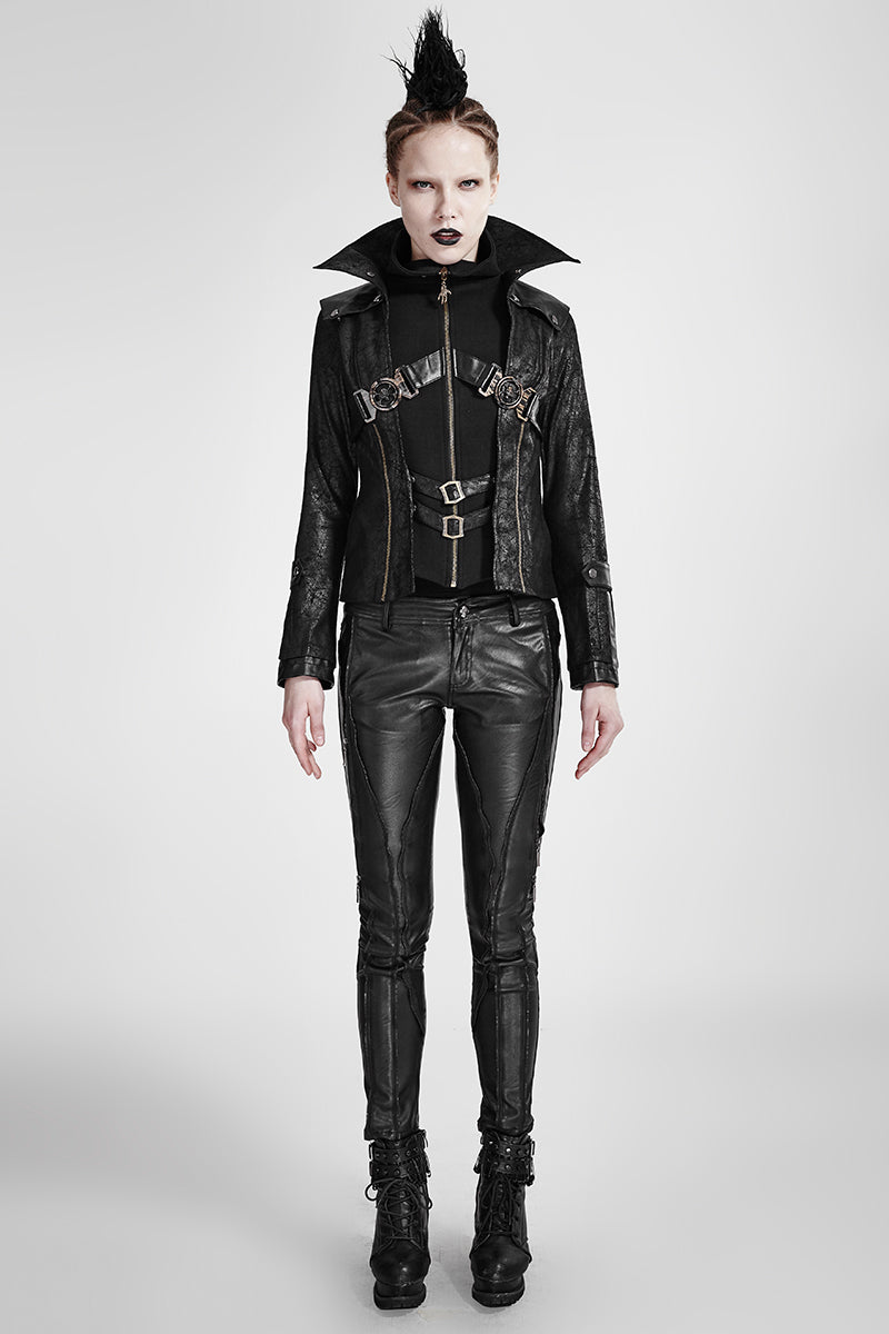 Y-254 Fashion Chinchilla Leather Punk Coat