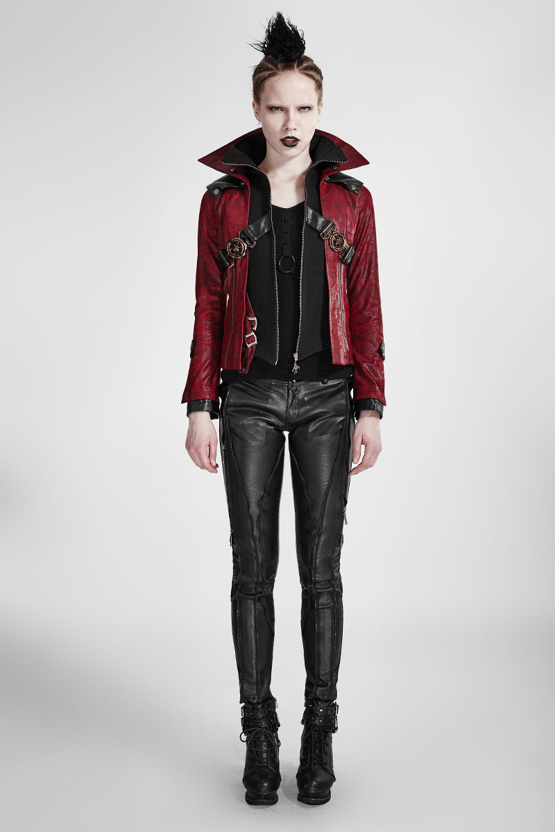 Y-254 Fashion Chinchilla Leather Punk Coat