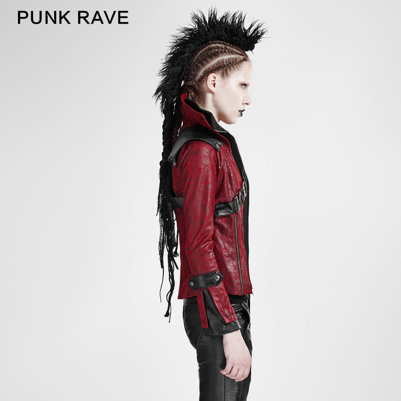Y-254 Fashion Chinchilla Leather Punk Coat