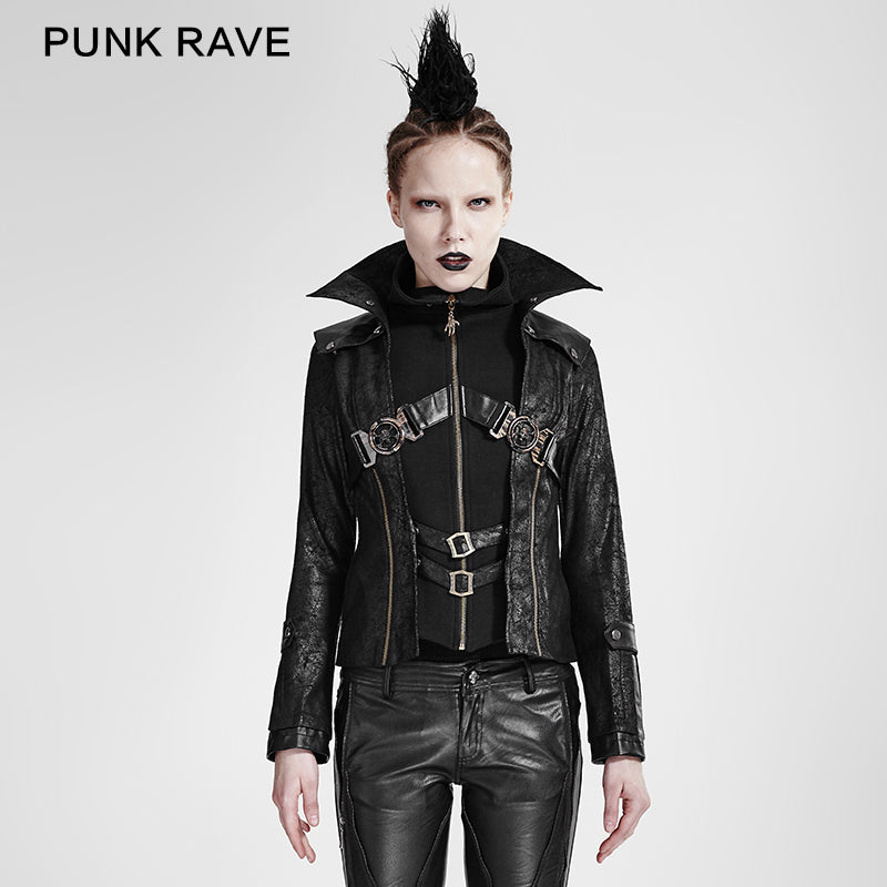 Y-254 Fashion Chinchilla Leather Punk Coat