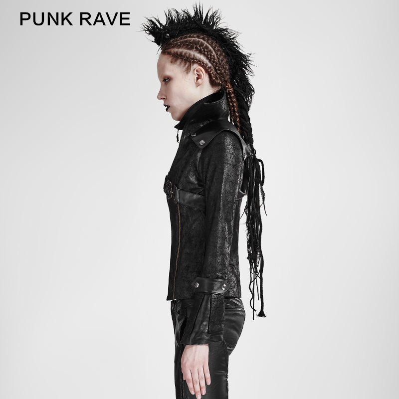 Y-254 Fashion Chinchilla Leather Punk Coat