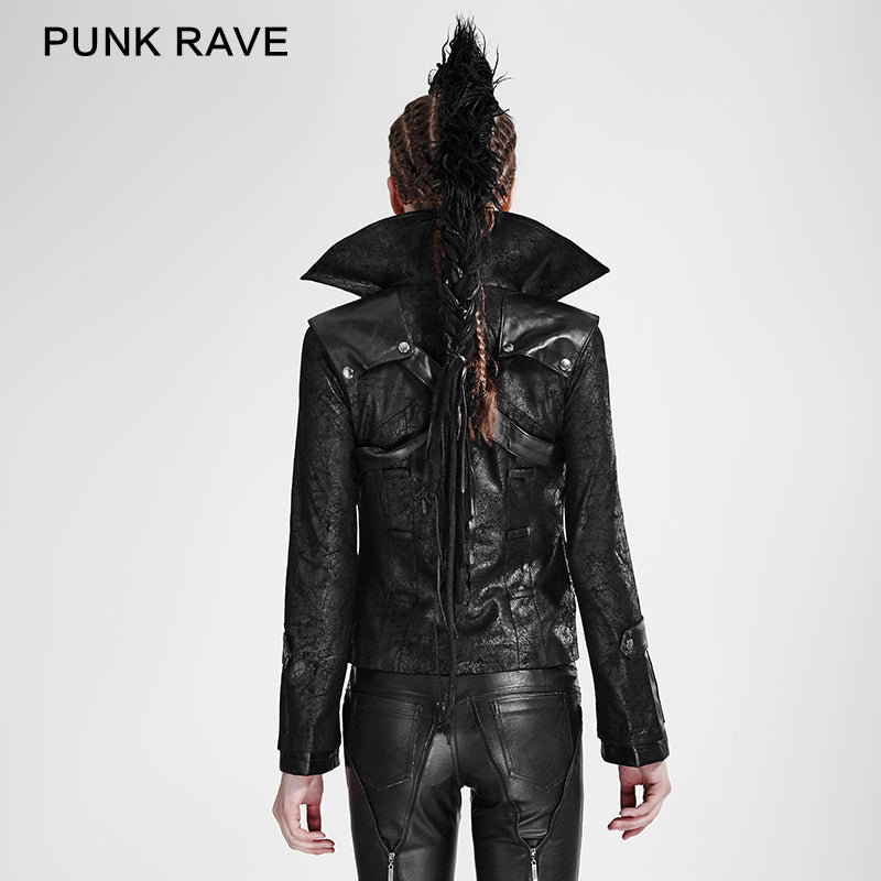 Y-254 Fashion Chinchilla Leather Punk Coat