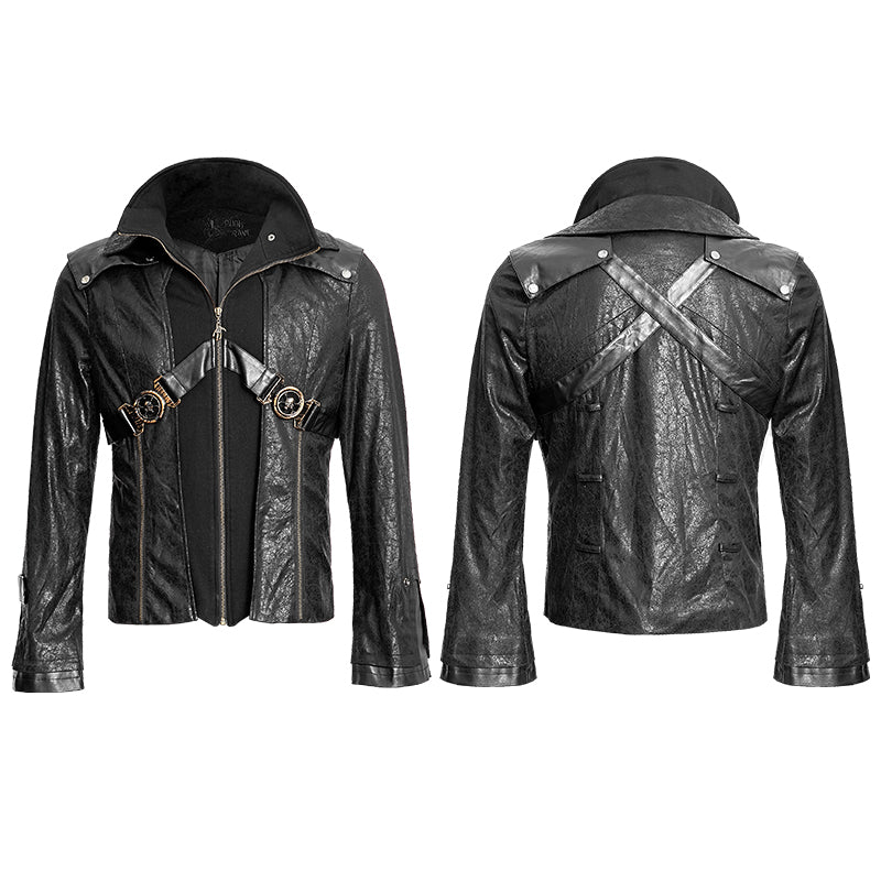 Y-254 Fashion Chinchilla Leather Punk Coat