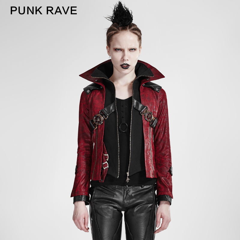 Y-254 Fashion Chinchilla Leather Punk Coat