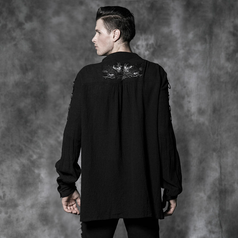 Y-464 black Long Sleeve Thin Punk Coat With Skull Decoration For Men
