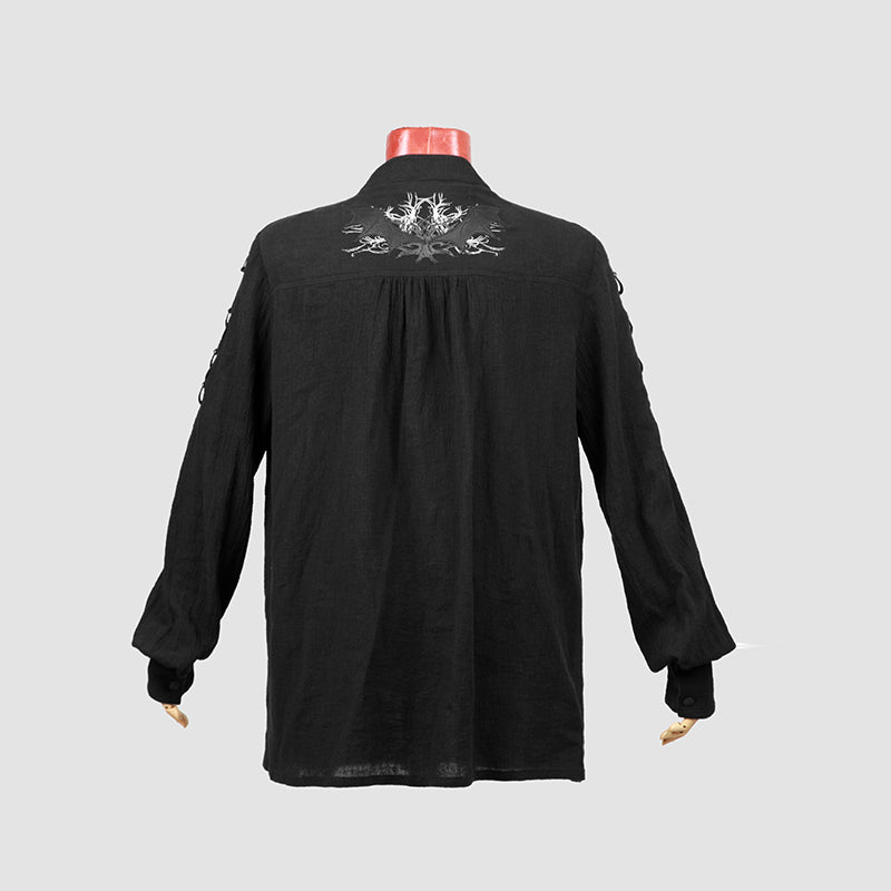 Y-464 black Long Sleeve Thin Punk Coat With Skull Decoration For Men