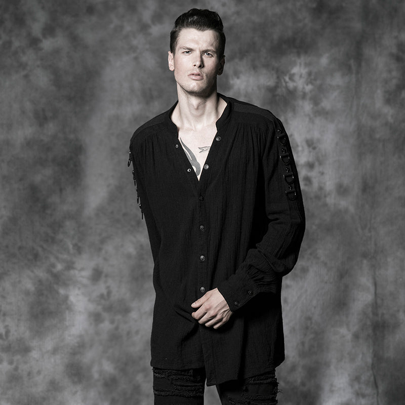 Y-464 black Long Sleeve Thin Punk Coat With Skull Decoration For Men