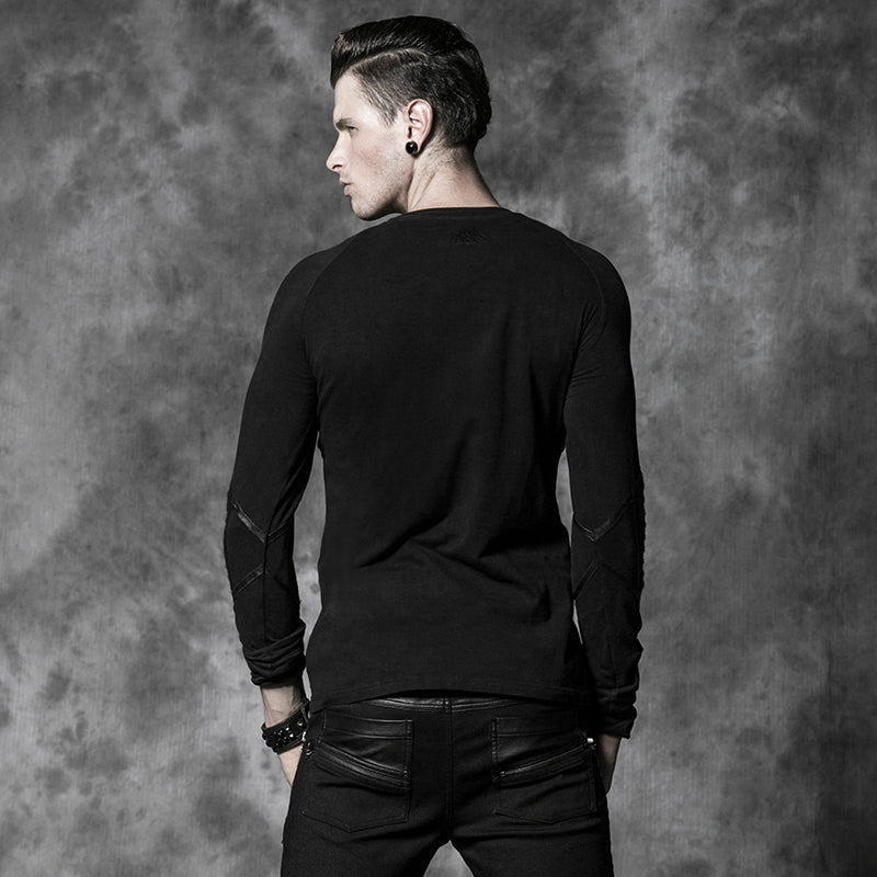 Y-490 Close-fitting Type Version Punk Shirts With Round Neck For Men