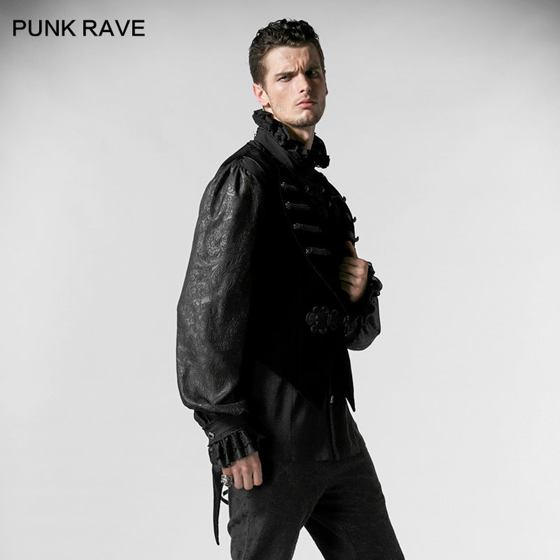 Y-539 Vintage Long Sleeve Gothic vest With High Neck For Men
