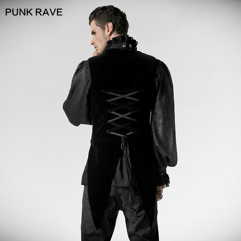Y-539 Vintage Long Sleeve Gothic vest With High Neck For Men