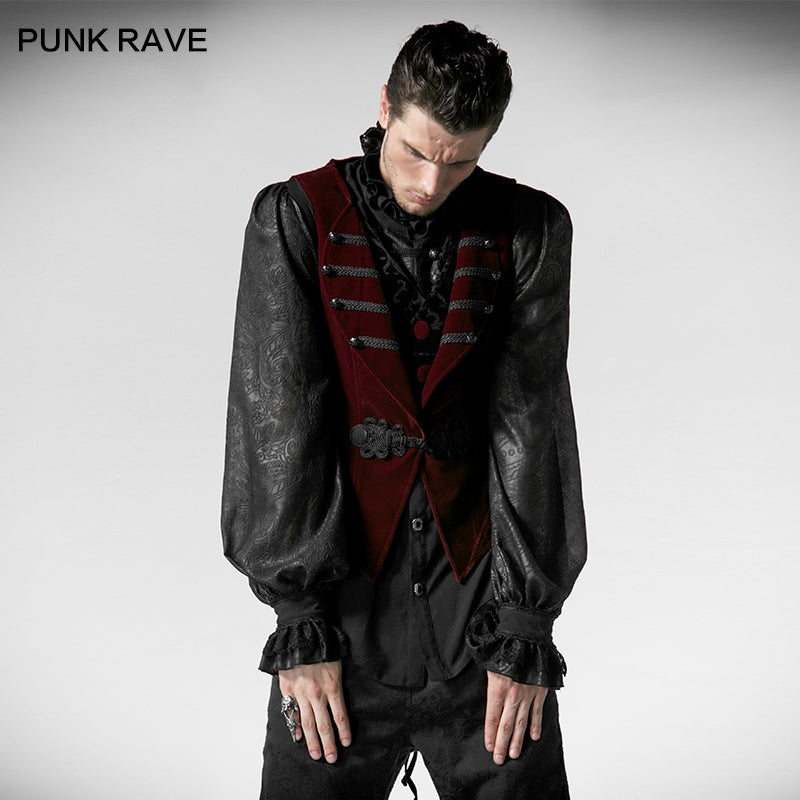 Y-539 Vintage Long Sleeve Gothic vest With High Neck For Men