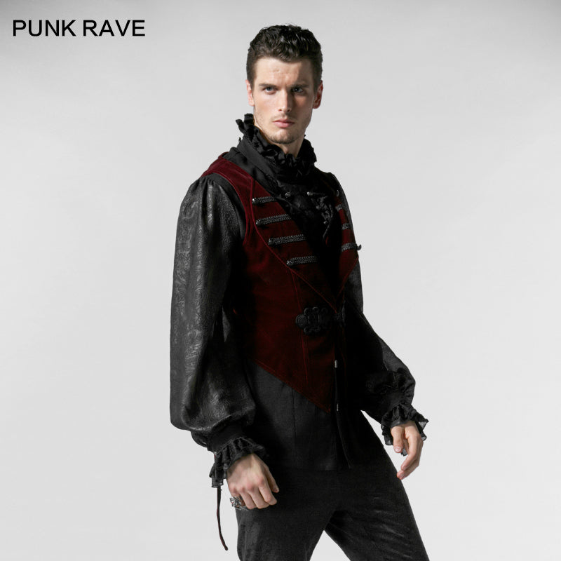 Y-539 Vintage Long Sleeve Gothic vest With High Neck For Men