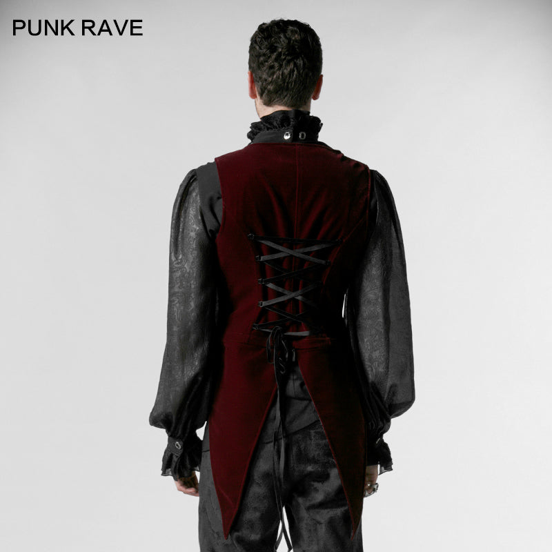 Y-539 Vintage Long Sleeve Gothic vest With High Neck For Men