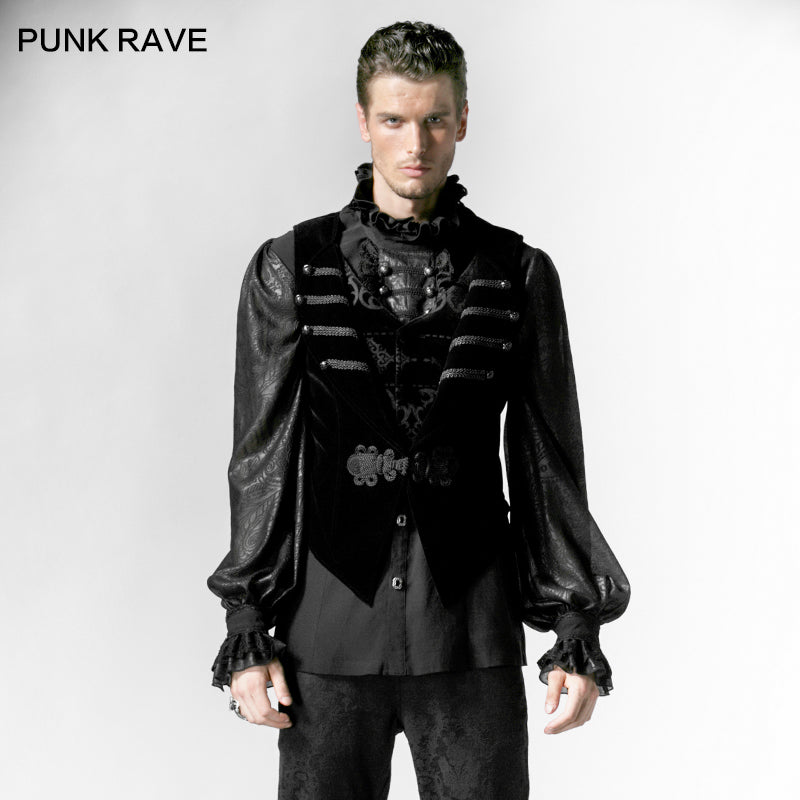Y-539 Vintage Long Sleeve Gothic vest With High Neck For Men