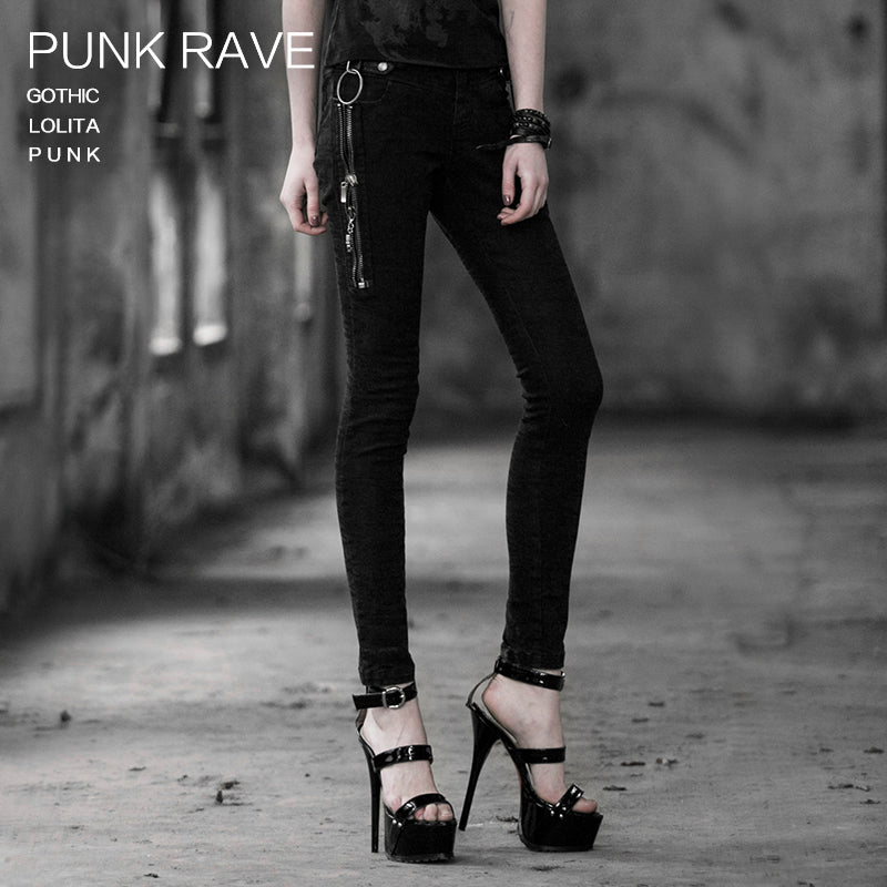 K-189 black Sexy Slim Long Punk Pants