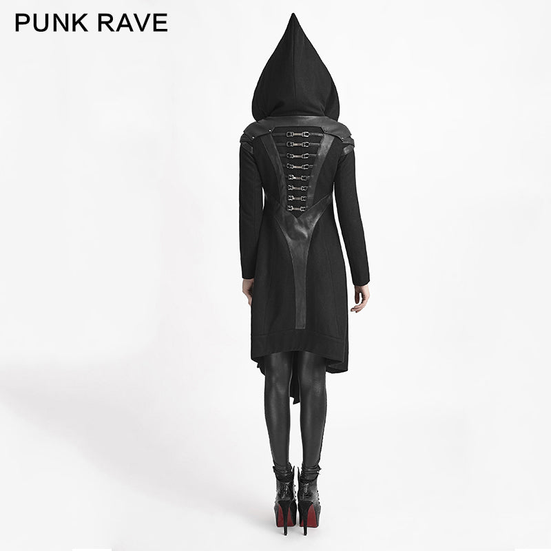 Y-611 Woolen Long Hooded Gothic Trench Coats With Duffle