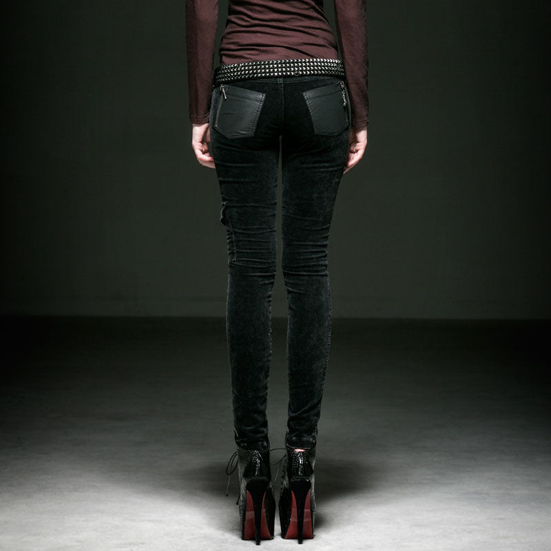 K-197 For Women With Pockets Fashionable Denim Long Punk Pants