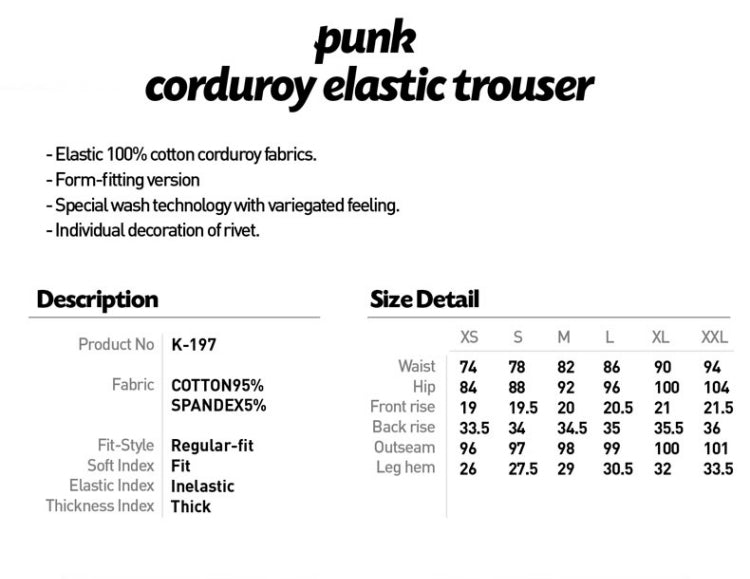 K-197 For Women With Pockets Fashionable Denim Long Punk Pants