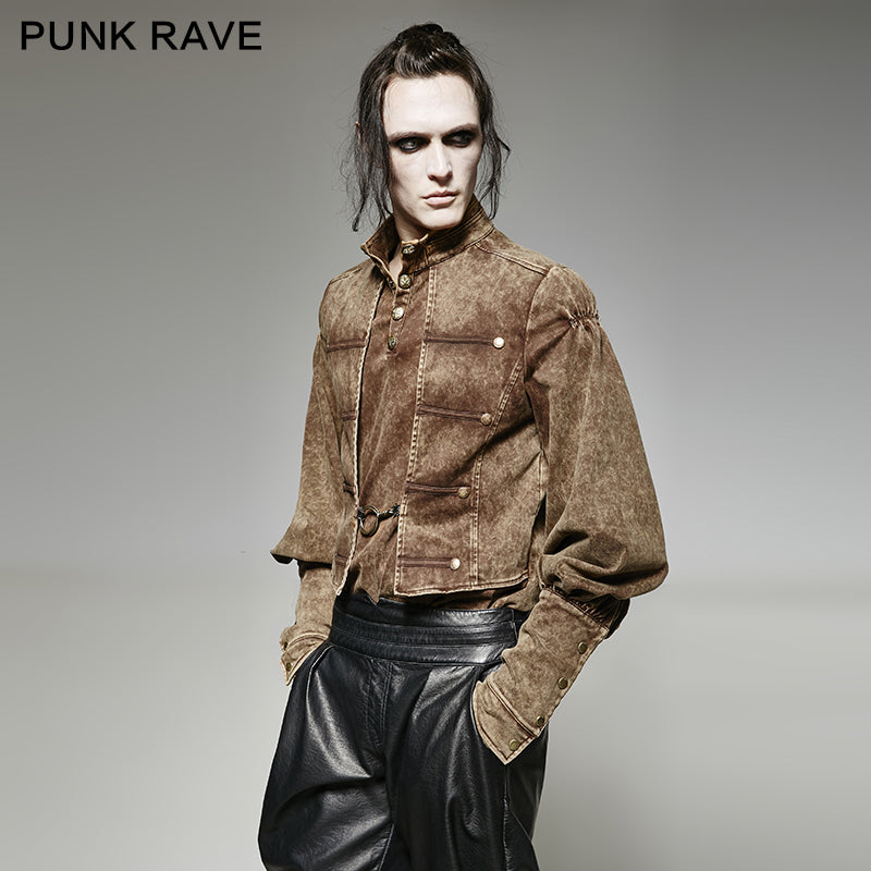 Y-703 Long Fake Two Pieces Punk Shirts For Gentlemen