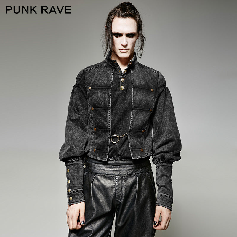 Y-703 Long Fake Two Pieces Punk Shirts For Gentlemen