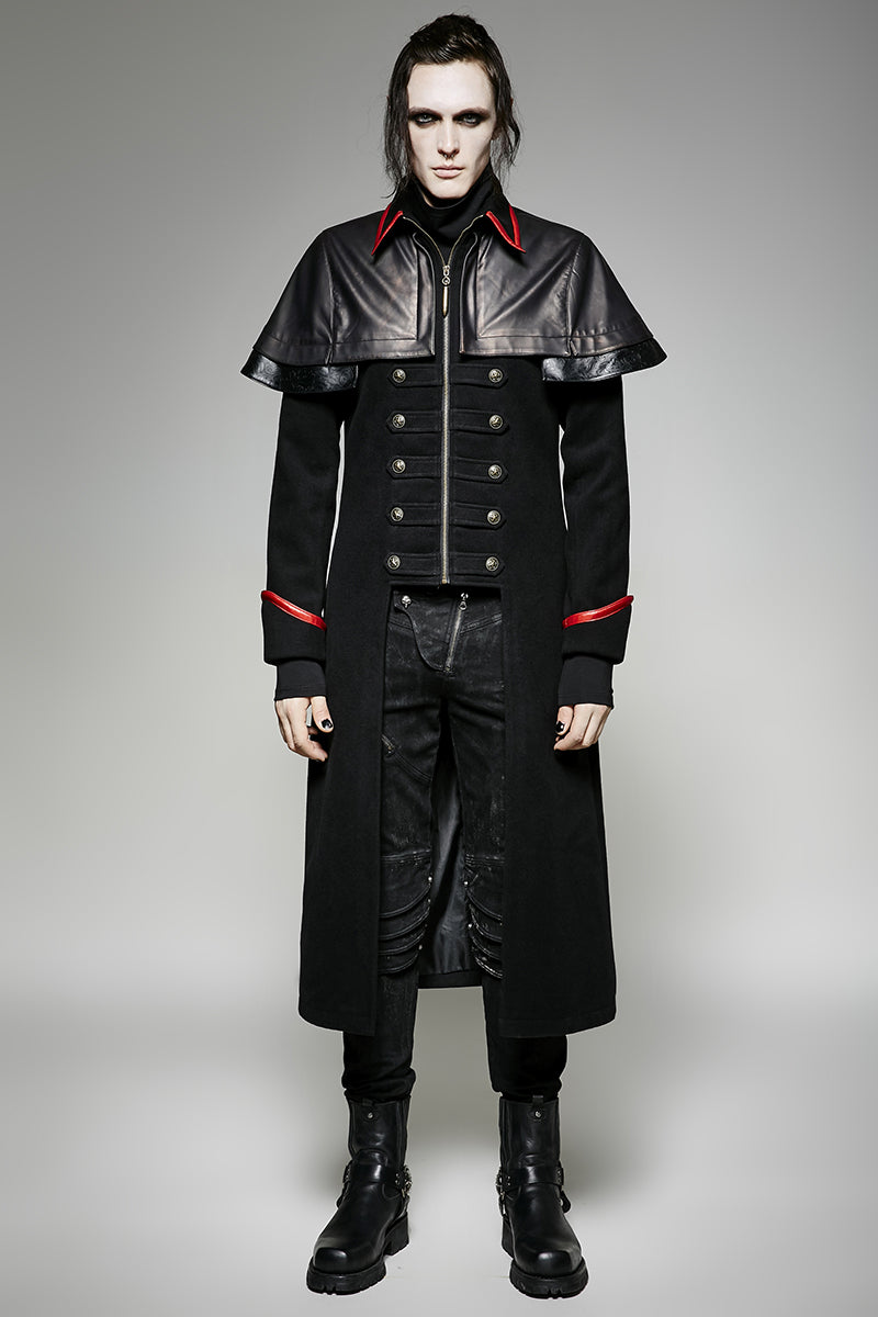 Y-712 Military Leather Long Gothic Trench Coats Double-breasted