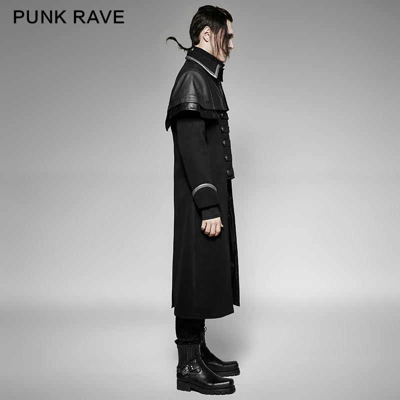 Y-712 Military Leather Long Gothic Trench Coats Double-breasted