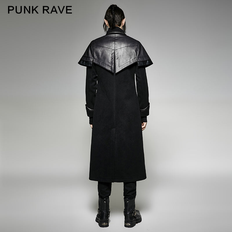 Y-712 Military Leather Long Gothic Trench Coats Double-breasted