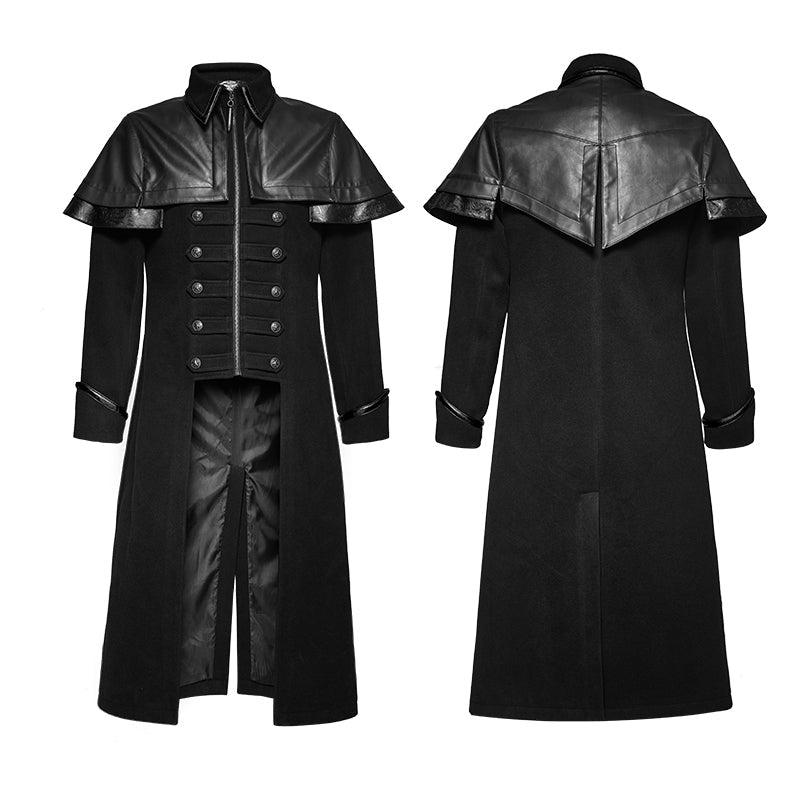 Y-712 Military Leather Long Gothic Trench Coats Double-breasted