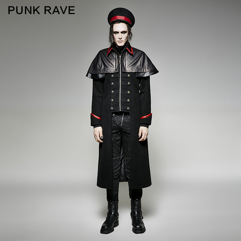 Y-712 Military Leather Long Gothic Trench Coats Double-breasted
