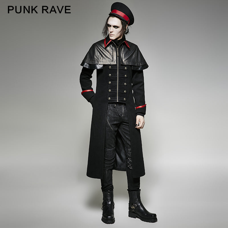 Y-712 Military Leather Long Gothic Trench Coats Double-breasted