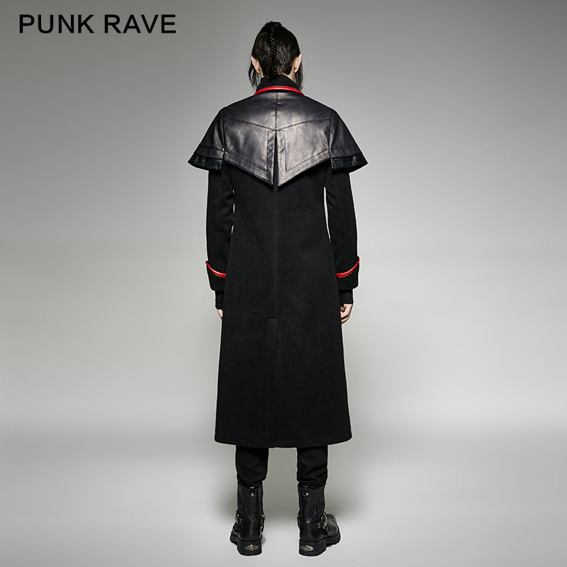 Y-712 Military Leather Long Gothic Trench Coats Double-breasted