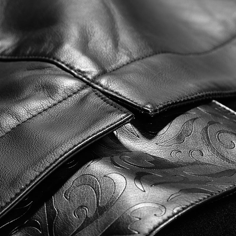Y-712 Military Leather Long Gothic Trench Coats Double-breasted