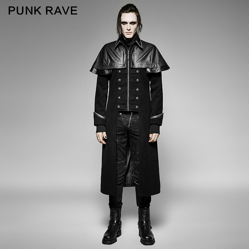 Y-712 Military Leather Long Gothic Trench Coats Double-breasted